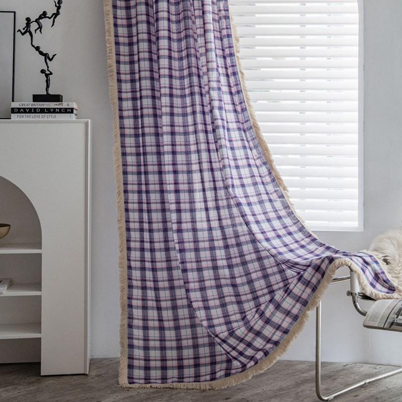 American Style Cotton Linen Plaid Curtains Bedroom Curtains with Tassel Semi-shading Kitchen Valance Drapes for Living Room W150 x H160cm&Punching
American Style Cotton Linen Plaid Curtains Bedroom Curtains with Tassel Semi-shading Kitchen Valance Drapes for Living Room W150 x H160cm&Punching