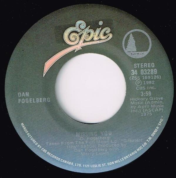 7inch Record DAN FOGELBERG - Missing You / Hearts And Crafts 3403289 Epic 1982 Canada Rock Used
7inch Record DAN FOGELBERG - Missing You / Hearts And Crafts 3403289 Epic 1982 Canada Rock Used