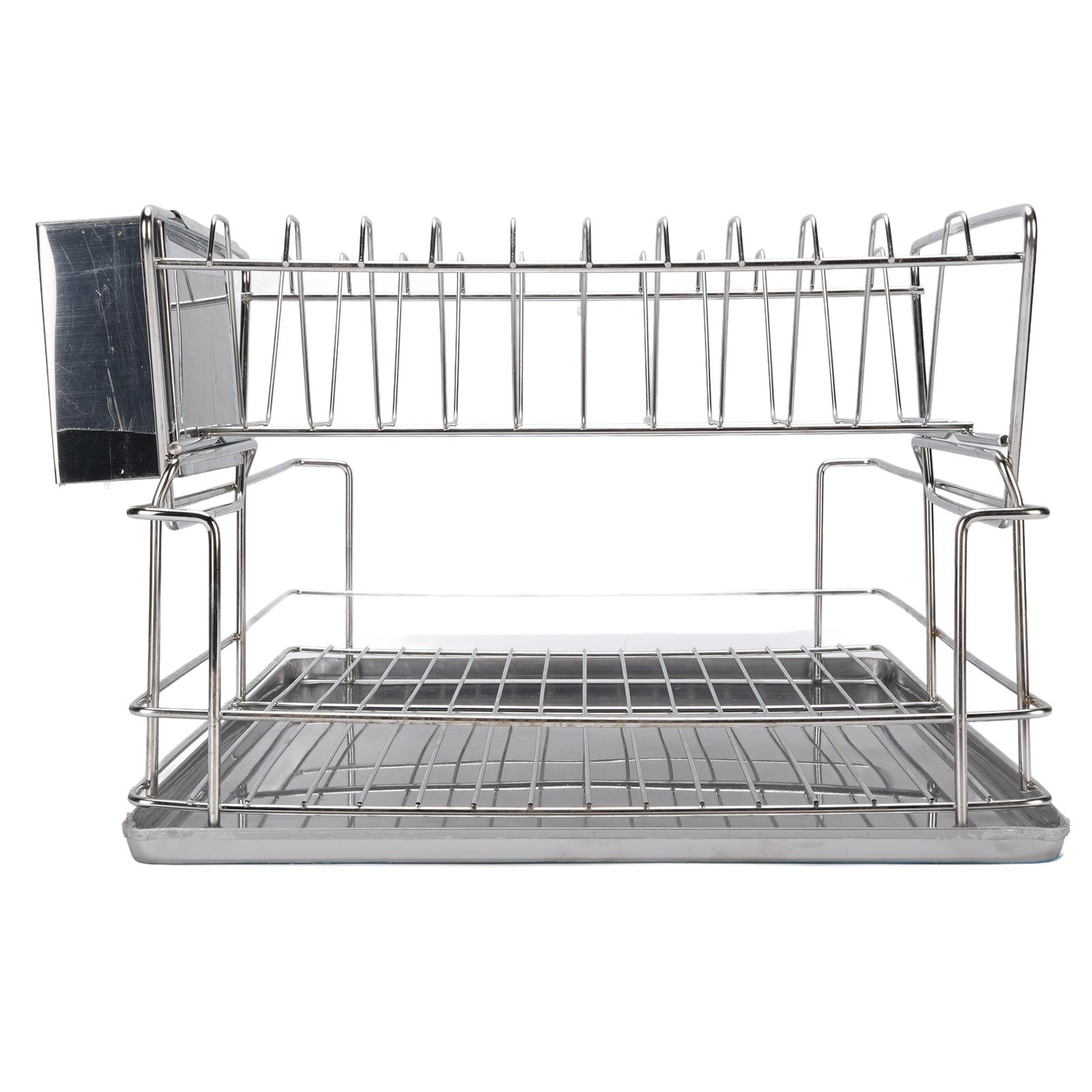 Dish Drying Rack Space Saving 2 Tier Dish Rack for Kitchen Counter Stainless Steel Dish Drainer with Cutlery Holder
Dish Drying Rack Space Saving 2 Tier Dish Rack for Kitchen Counter Stainless Steel Dish Drainer with Cutlery Holder