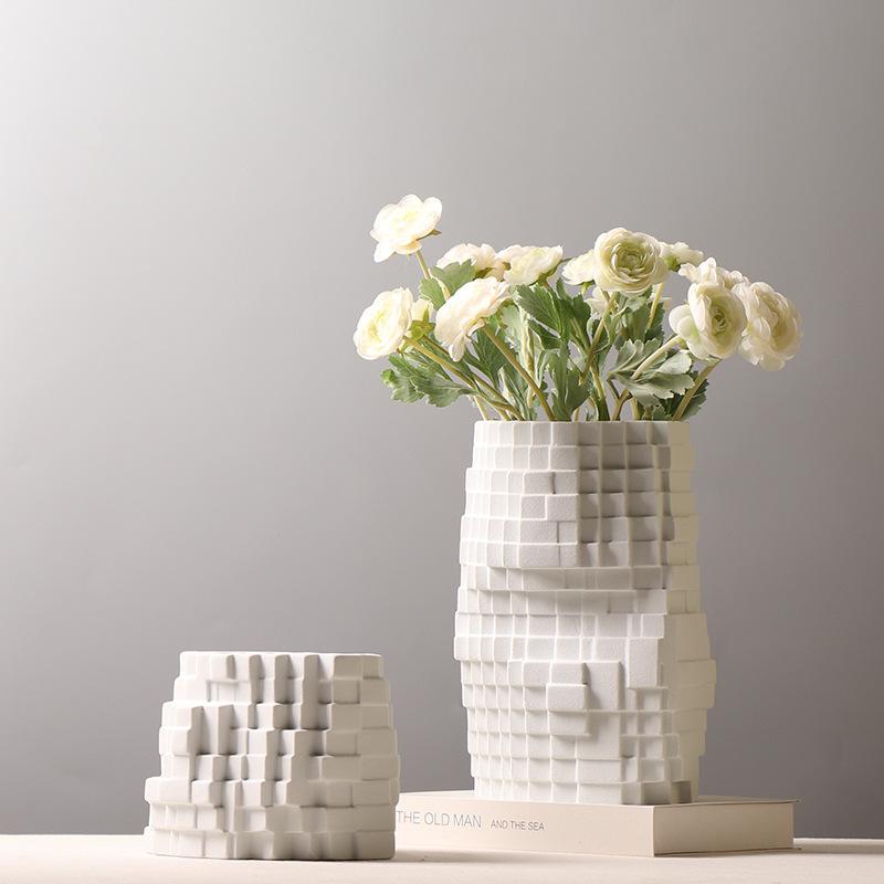 Ceramic Vase White Geometric Grid Abstract Irregularity Ceramic Handicraft Flower Vase Floral Arrangement Home Decoration
Ceramic Vase White Geometric Grid Abstract Irregularity Ceramic Handicraft Flower Vase Floral Arrangement Home Decoration