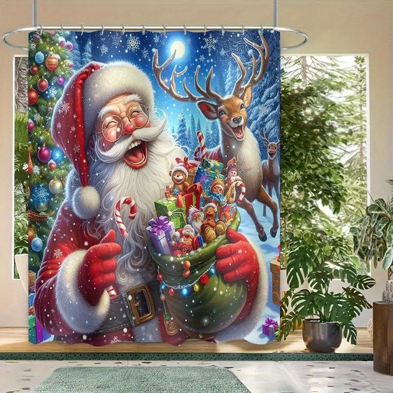 Festive Santa Claus With Reindeer Christmas Shower Curtain - Give Me Candy Design, High-Quality Polyester W60H190(CM)-1 Pcs
Festive Santa Claus With Reindeer Christmas Shower Curtain - Give Me Candy Design, High-Quality Polyester W60H190(CM)-1 Pcs