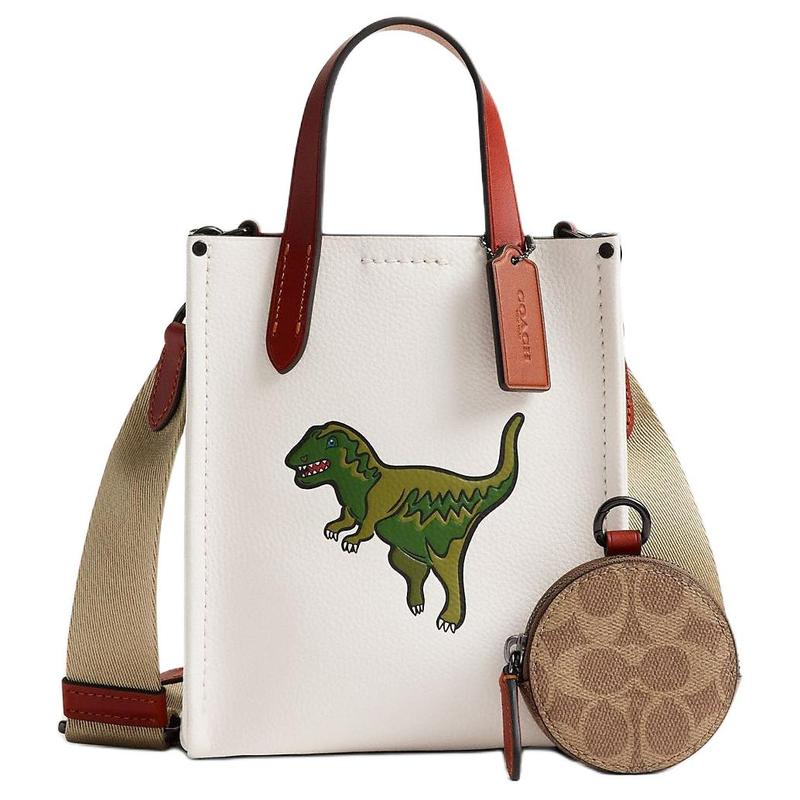 COACH Relay 17 Removable Round Pouch Dinosaur Print Design Tote Cowhide Leather Shoulder Bag Small Women White білий
COACH Relay 17 Removable Round Pouch Dinosaur Print Design Tote Cowhide Leather Shoulder Bag Small Women White білий