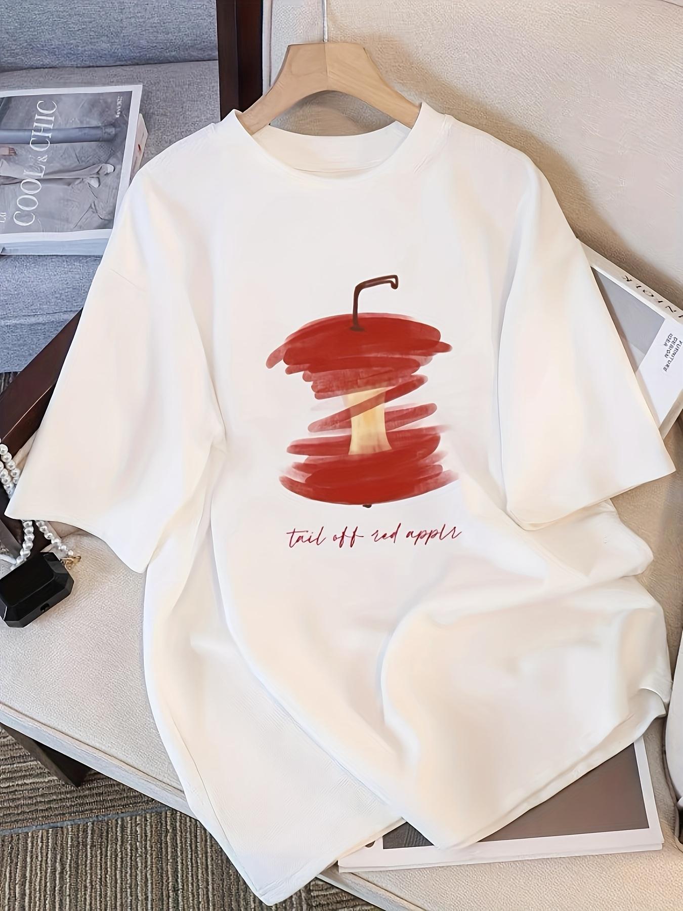 WomenS Style White Short Sleeve with Cute Apple Print Summer Top Round Neck Casual Comfortable Harajuku Short Sleeve Casual 4XL
WomenS Style White Short Sleeve with Cute Apple Print Summer Top Round Neck Casual Comfortable Harajuku Short Sleeve Casual 4XL
