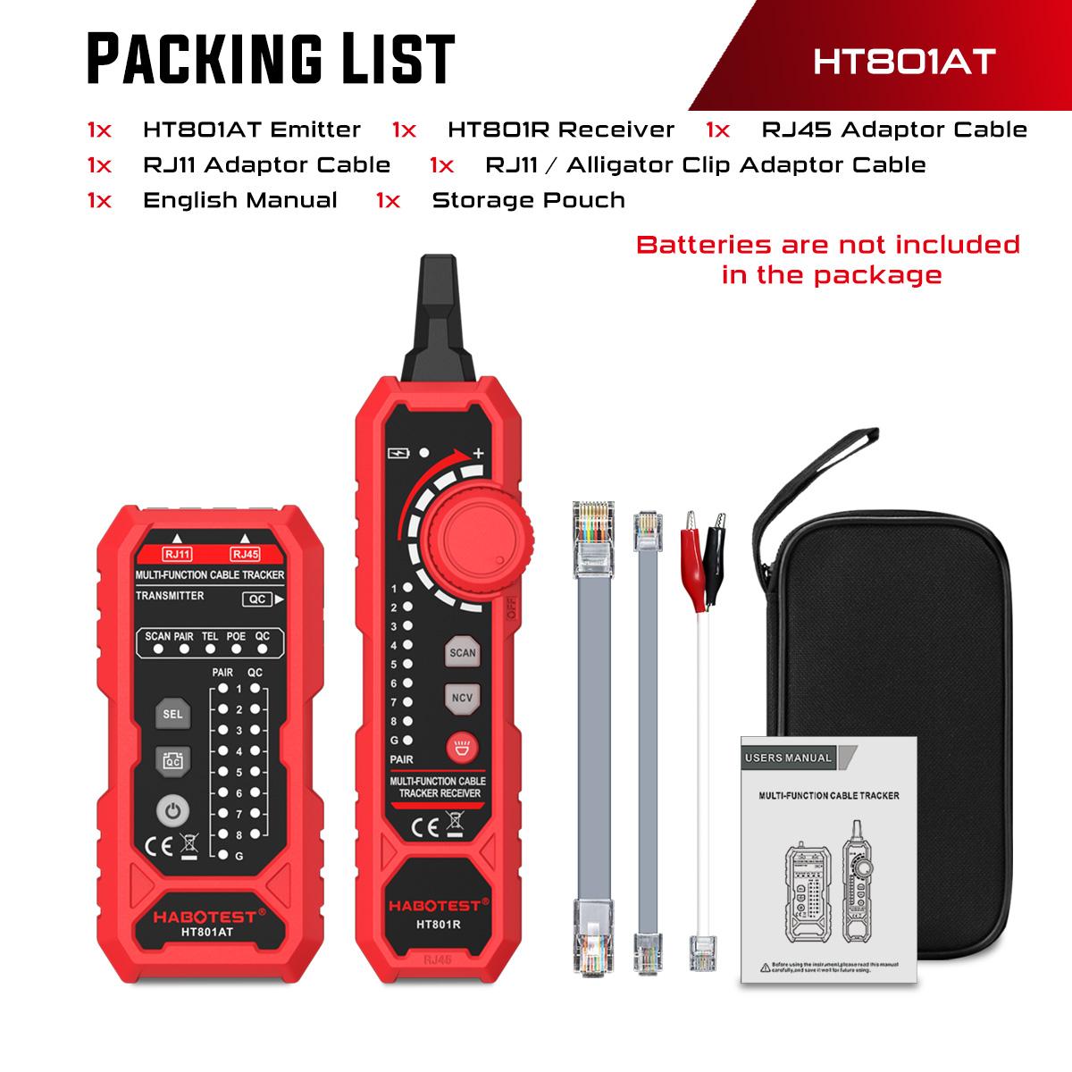 HABOTEST HT801A/B Network Cable Tester 60V Intelligent Live Ethernet LAN Network Wire Tracker,PoE Tester,RJ11 RJ45 Cable Tracer HT801A
HABOTEST HT801A/B Network Cable Tester 60V Intelligent Live Ethernet LAN Network Wire Tracker,PoE Tester,RJ11 RJ45 Cable Tracer HT801A