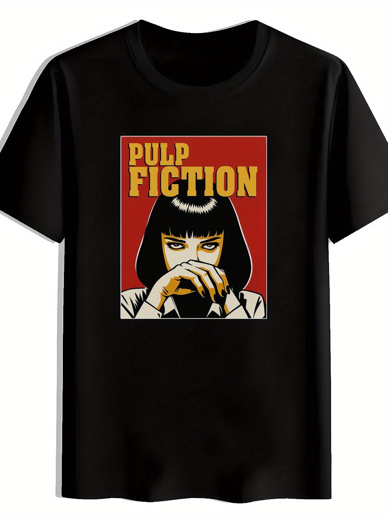 Black Pulp Fiction Graphic Print T-shirt - Retro Movie Poster Design Short Sleeve Round Neck Casual Summer Tee XL
Black Pulp Fiction Graphic Print T-shirt - Retro Movie Poster Design Short Sleeve Round Neck Casual Summer Tee XL