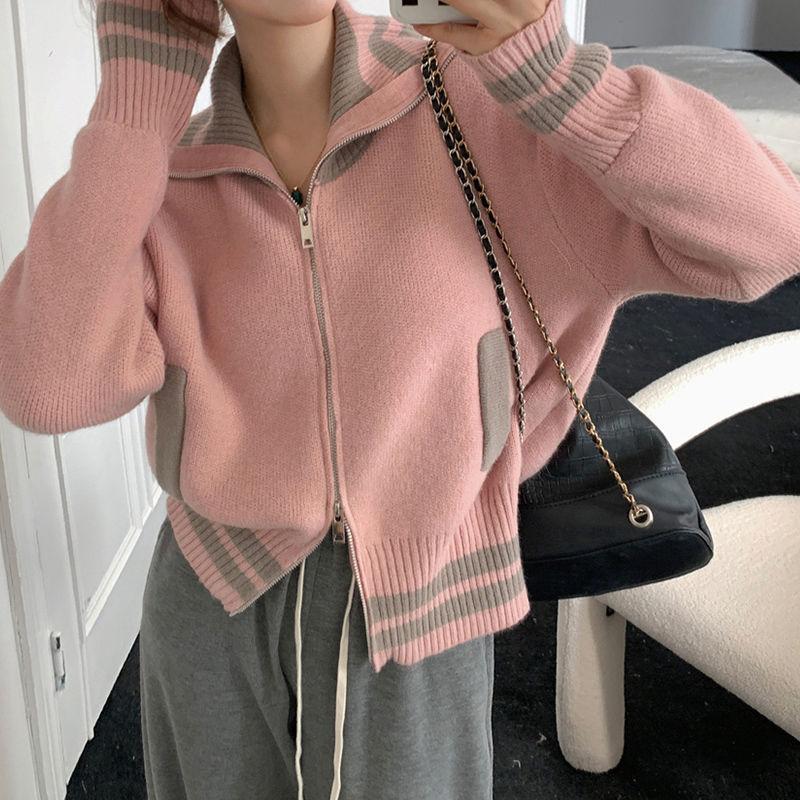 Свитер с молнией и лацканами разных цветов, женская осенне-зимняя дизайнерская куртка, свободный трикотажный кардиган с высоким воротом, удобные и универсальные One size розовый
Свитер с молнией и лацканами разных цветов, женская осенне-зимняя дизайнерская куртка, свободный трикотажный кардиган с высоким воротом, удобные и универсальные One size розовый