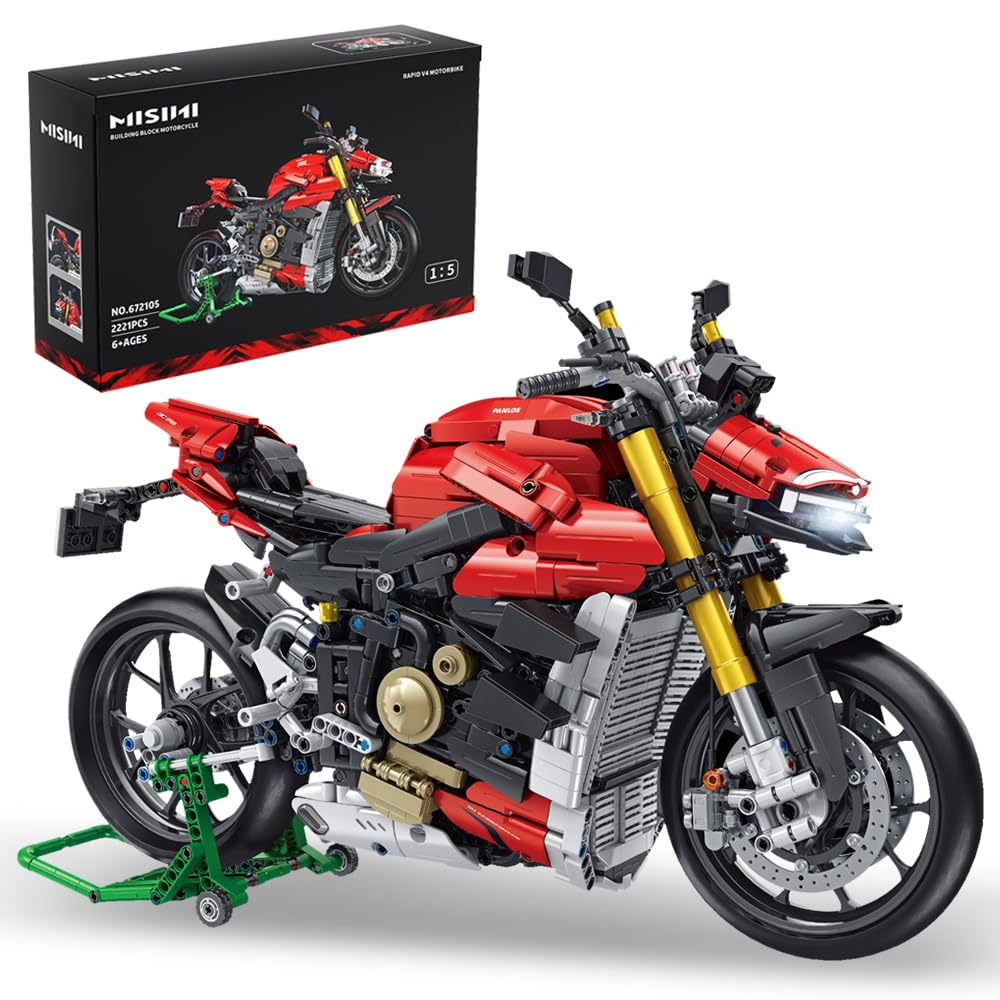MISINI 672105 Technic V4 Мотоцикл Строительный набор блоков, 2221 деталь Светящаяся модель мотоцикла 1:5 наборов для сборки супербайка и инженерных игрушек
MISINI 672105 Technic V4 Мотоцикл Строительный набор блоков, 2221 деталь Светящаяся модель мотоцикла 1:5 наборов для сборки супербайка и инженерных игрушек