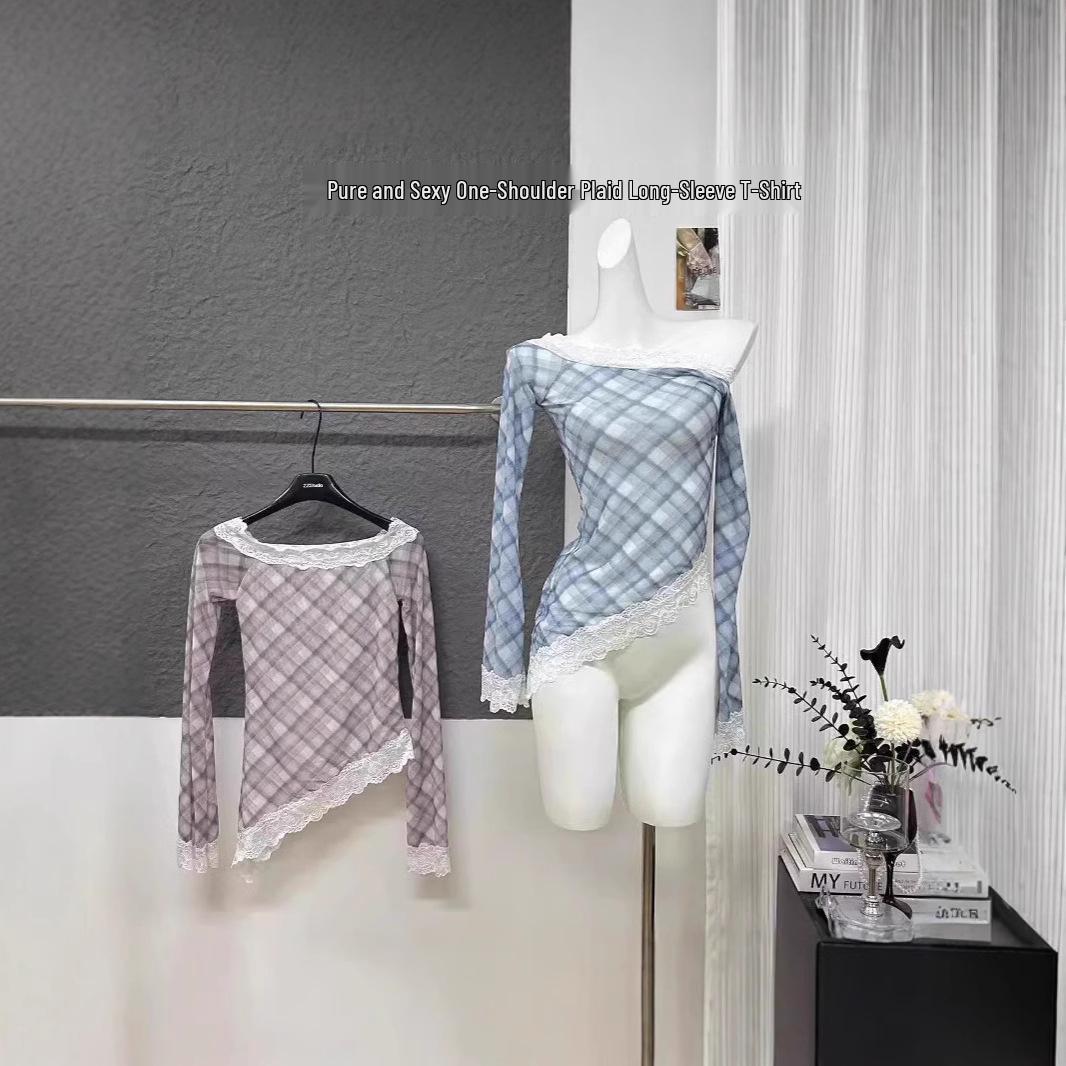 French Retro Plaid Off-Shoulder Long-Sleeve Lace Trim Women s Pullover Top - Spring/Summer 2025 M
French Retro Plaid Off-Shoulder Long-Sleeve Lace Trim Women s Pullover Top - Spring/Summer 2025 M