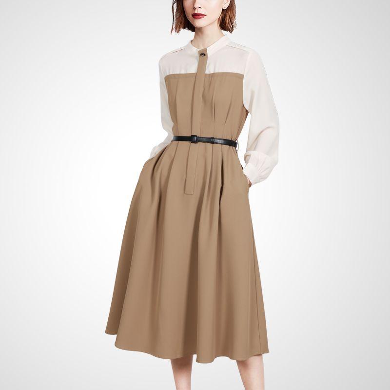 Retro Leisure Professional Stylish Long Sleeves Dress Color matching S
Retro Leisure Professional Stylish Long Sleeves Dress Color matching S