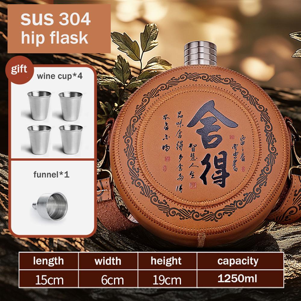 42 унции, фляга в монгольском кочевом стиле, бутылка для ликера из нержавеющей стали 304, маленькая походная портативная фляга с воронкой-рюмкой
42 унции, фляга в монгольском кочевом стиле, бутылка для ликера из нержавеющей стали 304, маленькая походная портативная фляга с воронкой-рюмкой