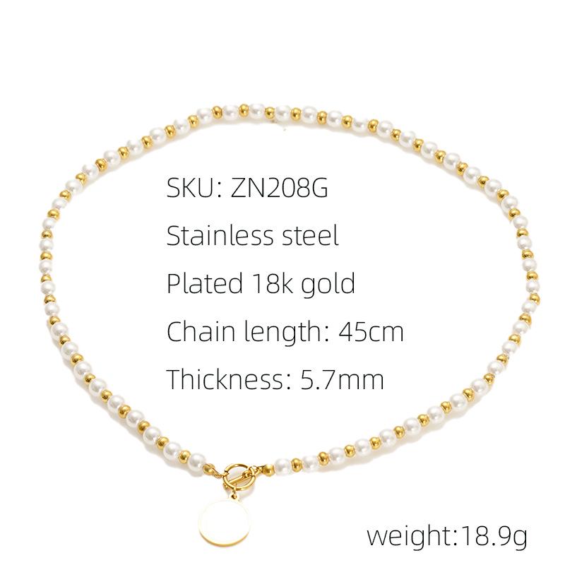Pearl Necklace with OT Buckle in 18K Gold Titanium Steel for Women – European American Fashion with Stainless Steel Shell
Pearl Necklace with OT Buckle in 18K Gold Titanium Steel for Women – European American Fashion with Stainless Steel Shell