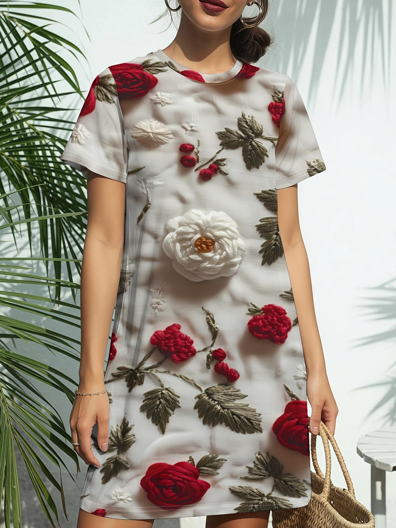 Women s Peony Cluster Short Sleeve T-Shirt Dress - Crew Neck Casual Short Dress with Blouse-Compatible Style Suitable for Daily Wear. Birthdays ; Gift 2XL дубильная кора
Women s Peony Cluster Short Sleeve T-Shirt Dress - Crew Neck Casual Short Dress with Blouse-Compatible Style Suitable for Daily Wear. Birthdays ; Gift 2XL дубильная кора