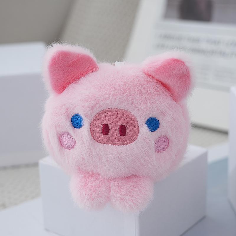 Плюшевая свинка Милая игрушка Брелок Симпатичная мультяшная свинка Подвеска для сумки Пушистая ткань Мягкая розовый