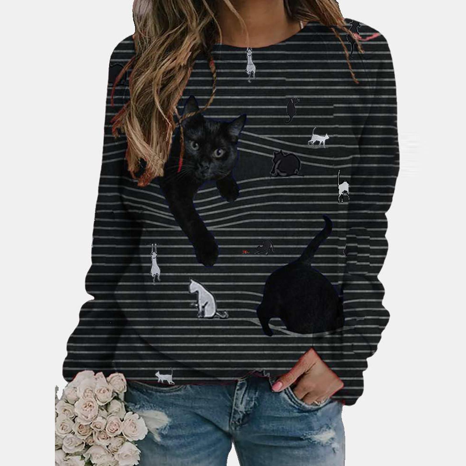 Женские пуловеры в полоску с 3D принтом кошек и длинными рукавами, легкие топы XXL
Женские пуловеры в полоску с 3D принтом кошек и длинными рукавами, легкие топы XXL