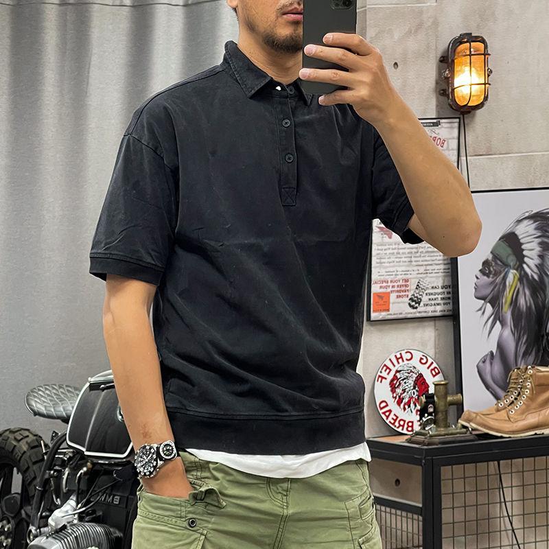 Американское ретро однотонная летняя футболка-поло с коротким рукавом, футболка с лацканами, мужской топ из чистого хлопка с рукавом до локтя XXXL чёрный
Американское ретро однотонная летняя футболка-поло с коротким рукавом, футболка с лацканами, мужской топ из чистого хлопка с рукавом до локтя XXXL чёрный