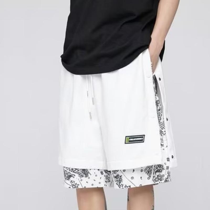 Модные мужские шорты с принтом, летние повседневные спортивные баскетбольные шорты, мешковатая мужская одежда для бега, уличная одежда в стиле панк M белый