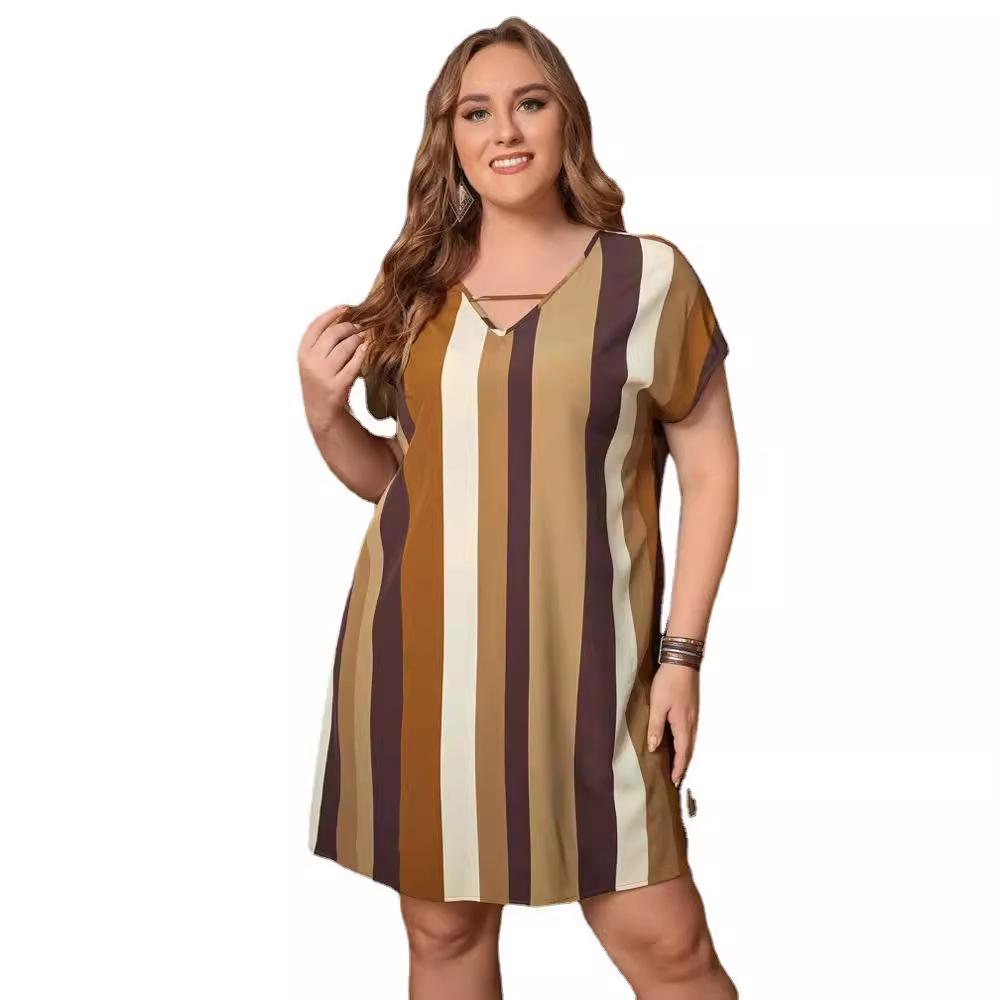 Women s Summer Striped Dress with Short Sleeves V-neck Loose Beach Party Elegant Dress XL хаки
Women s Summer Striped Dress with Short Sleeves V-neck Loose Beach Party Elegant Dress XL хаки