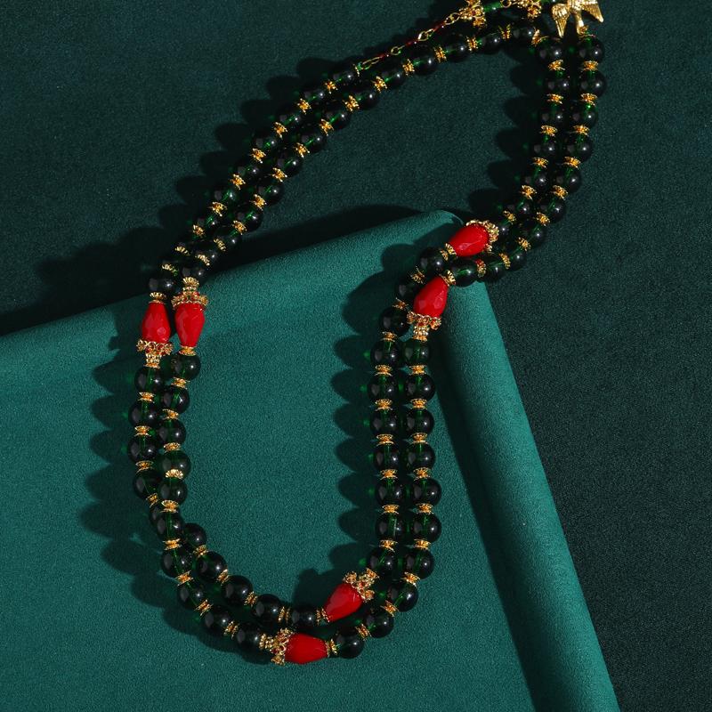 Vintage Green Beads Necklace Long Statement Red Glass Chain Bird Charm Gold Color For Woman Luxury Designer Jewelry Accessories
Vintage Green Beads Necklace Long Statement Red Glass Chain Bird Charm Gold Color For Woman Luxury Designer Jewelry Accessories