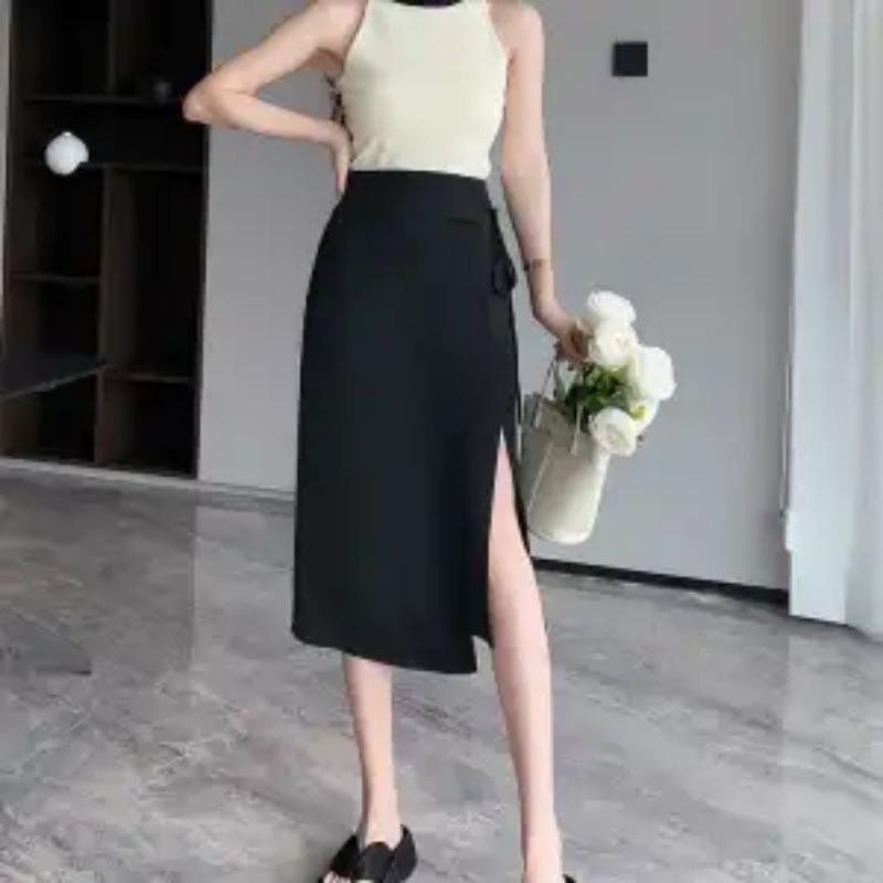 Womens High Waist Side Slit Midi Skirt S
Womens High Waist Side Slit Midi Skirt S