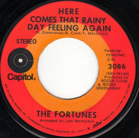 7inch Record FORTUNES - Here Comes That Rainy Day Feeling A 3086 Capitol Records 1971 US Rock Used
7inch Record FORTUNES - Here Comes That Rainy Day Feeling A 3086 Capitol Records 1971 US Rock Used