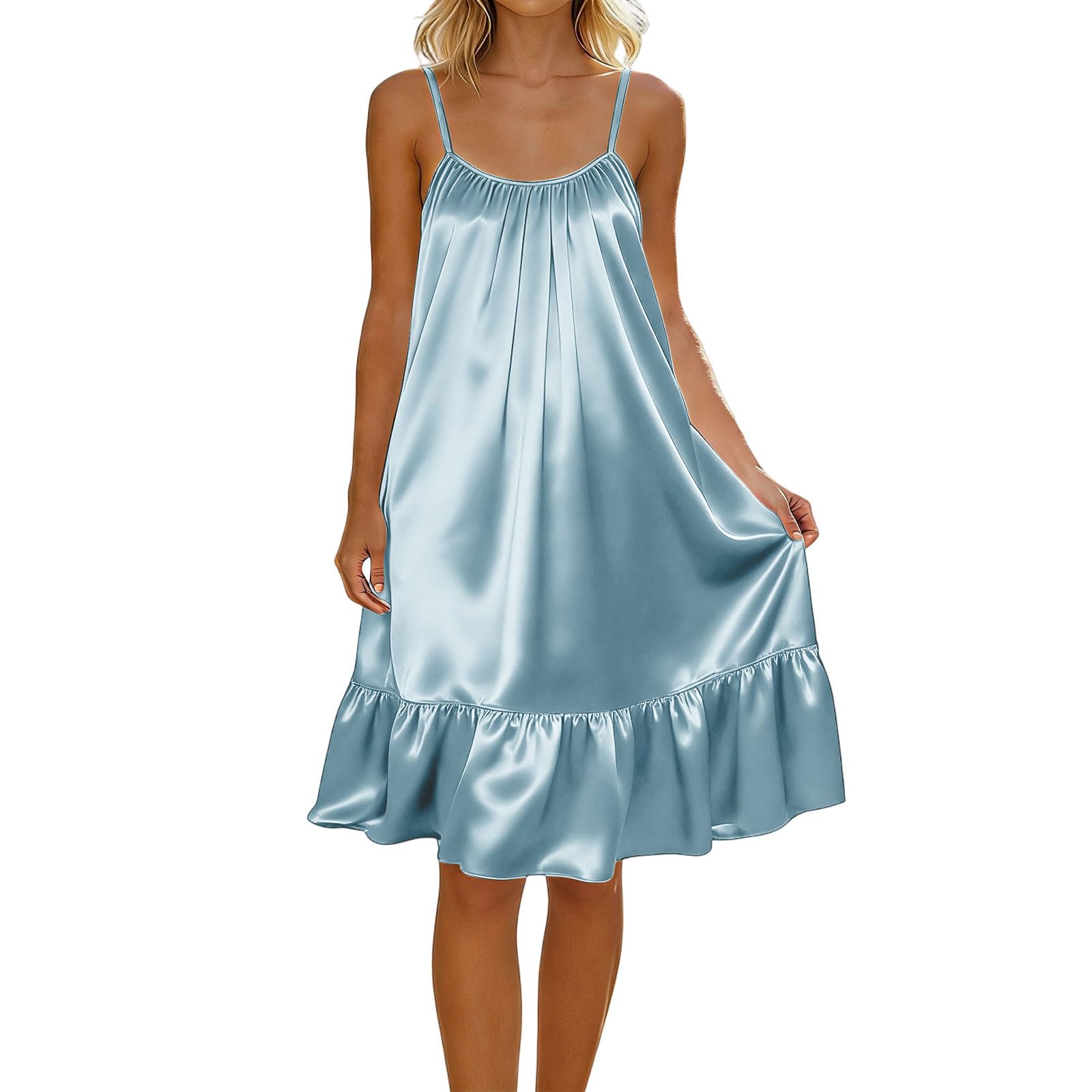 Women s Sleeveless Satin Dress Backless Tie Detail Ruffle Hem Casual Beachwear Nightgown Slip Dress S
Women s Sleeveless Satin Dress Backless Tie Detail Ruffle Hem Casual Beachwear Nightgown Slip Dress S