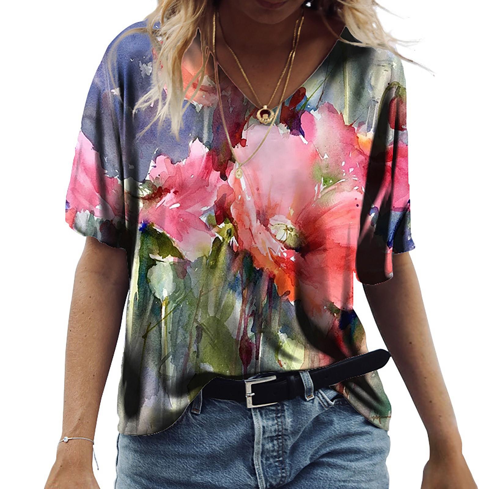 Women s Fashion Casual Plus Size Scenic Flowers Printing Round Neck T-Shirt Tops XXL
Women s Fashion Casual Plus Size Scenic Flowers Printing Round Neck T-Shirt Tops XXL