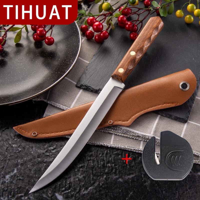 TIHUAT кухонный нож из нержавеющей стали для рыбалки, нож для мяса, рыбы, суши, резак для фруктов и овощей с чехлом для ножа
TIHUAT кухонный нож из нержавеющей стали для рыбалки, нож для мяса, рыбы, суши, резак для фруктов и овощей с чехлом для ножа