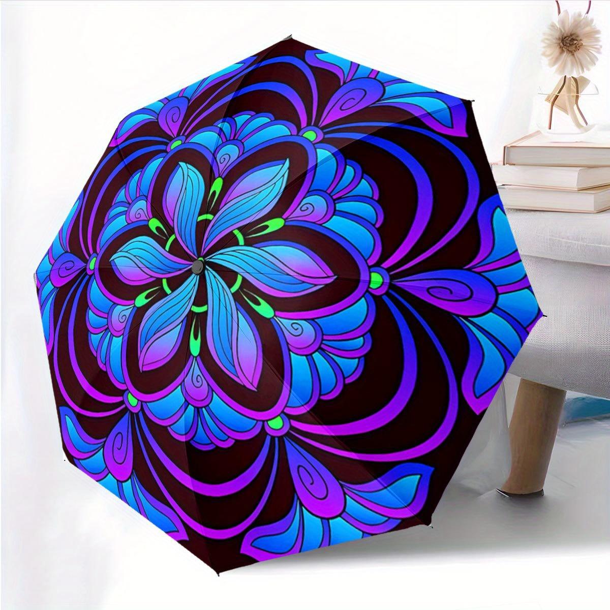Automatic Folding Umbrella A vibrant floral mandala with blue and purple petals. Portable collapsible design, casual outdoor a Iron&8K
Automatic Folding Umbrella A vibrant floral mandala with blue and purple petals. Portable collapsible design, casual outdoor a Iron&8K