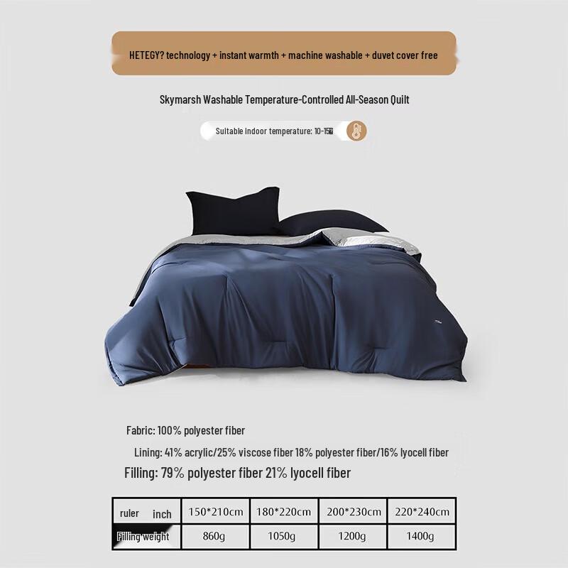 Skymarsh All-Season Washable Temperature Control Quilt
Skymarsh All-Season Washable Temperature Control Quilt