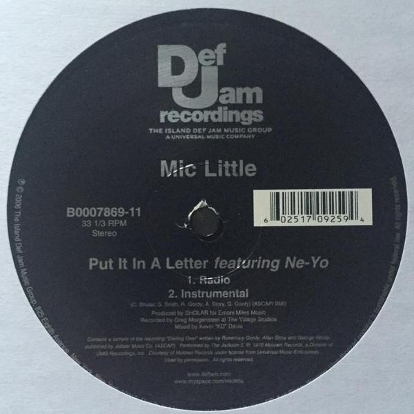 12inch Record MIC LITTLE - Put It In A Letter B000786911 Def Jam Recordi 2006 US Rap & Hip-Hop/R&B Used
12inch Record MIC LITTLE - Put It In A Letter B000786911 Def Jam Recordi 2006 US Rap & Hip-Hop/R&B Used