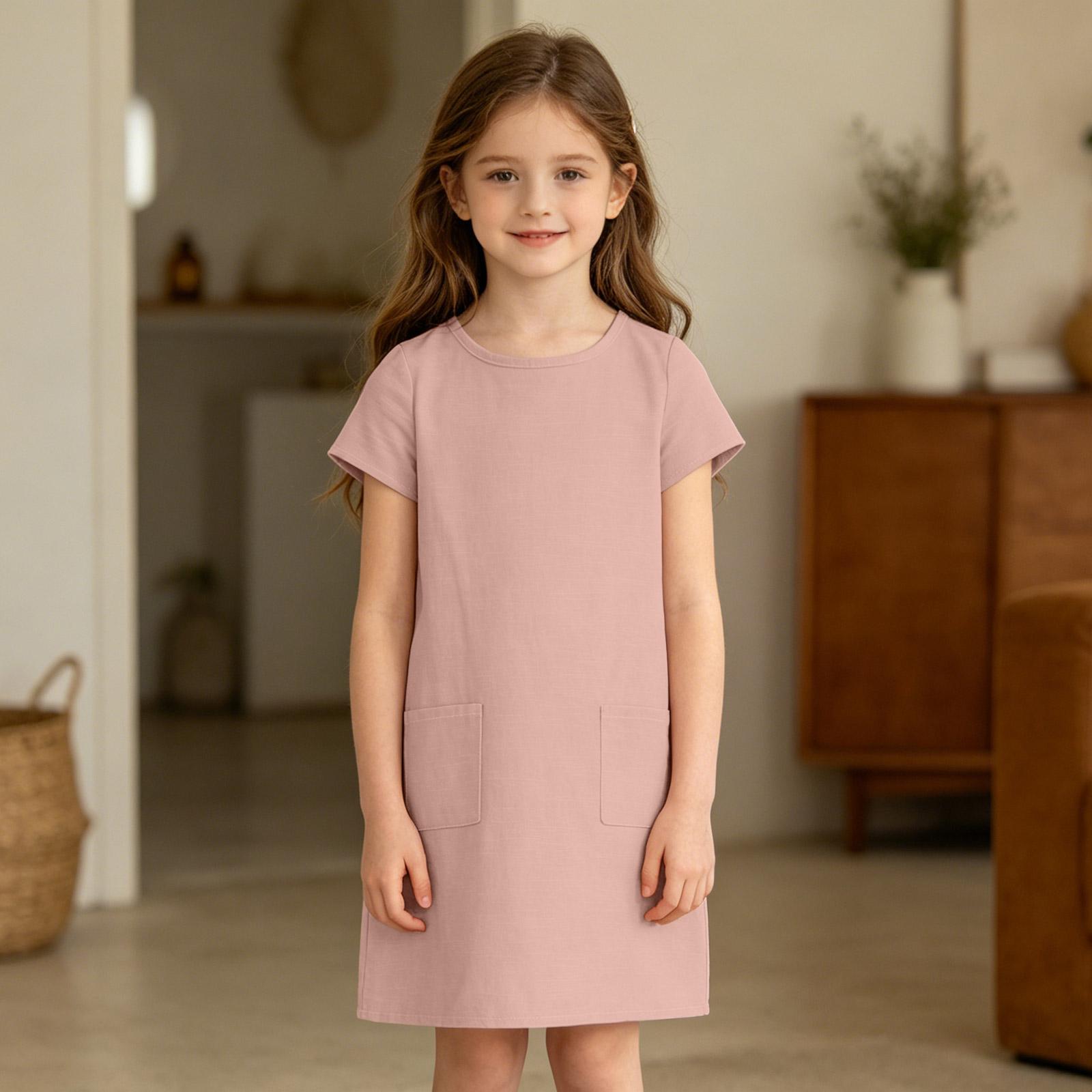 Girls Casual Dress Summer Linen Cotton Blend Short Sleeve Pockets Straight Cut Comfortable Lightweight Dress for Everyday Wear 140 розовый
Girls Casual Dress Summer Linen Cotton Blend Short Sleeve Pockets Straight Cut Comfortable Lightweight Dress for Everyday Wear 140 розовый