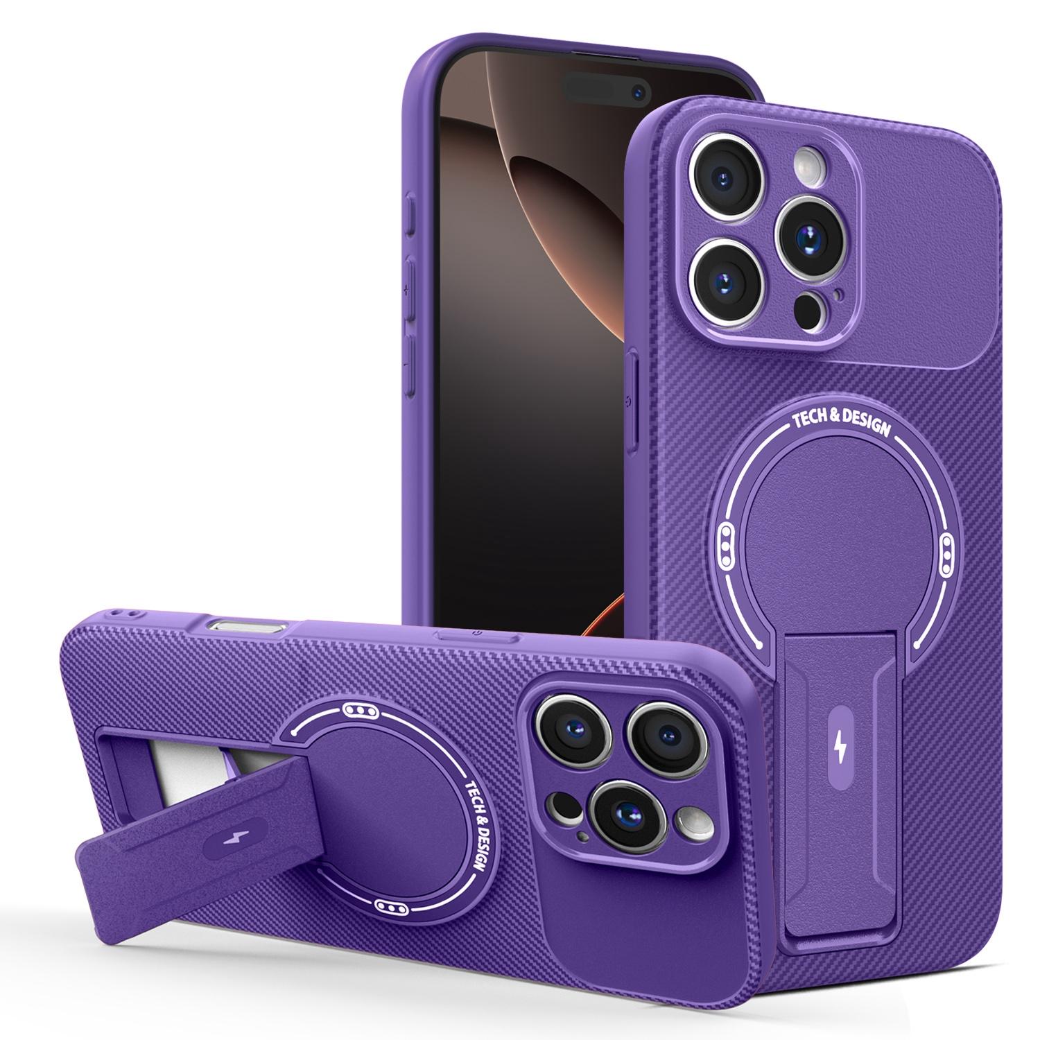 For iPhone 16 Pro Case with Kickstand Carbon Fiber Texture PC+TPU Phone Cover Purple
For iPhone 16 Pro Case with Kickstand Carbon Fiber Texture PC+TPU Phone Cover Purple