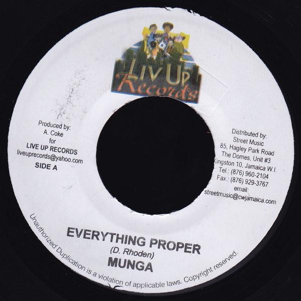 7inch Record MUNGA / EINSTEIN - Everything Proper / Jump Up NONE Liv Up Records 2008 Jamaica Reggae, Ska & Dub Used
7inch Record MUNGA / EINSTEIN - Everything Proper / Jump Up NONE Liv Up Records 2008 Jamaica Reggae, Ska & Dub Used