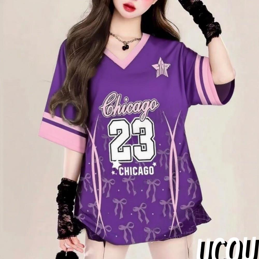 Summer style printed V-neck women s short-sleeved T-shirt, baseball jacket, casual top, loose-fitting women s clothing 5XL
Summer style printed V-neck women s short-sleeved T-shirt, baseball jacket, casual top, loose-fitting women s clothing 5XL