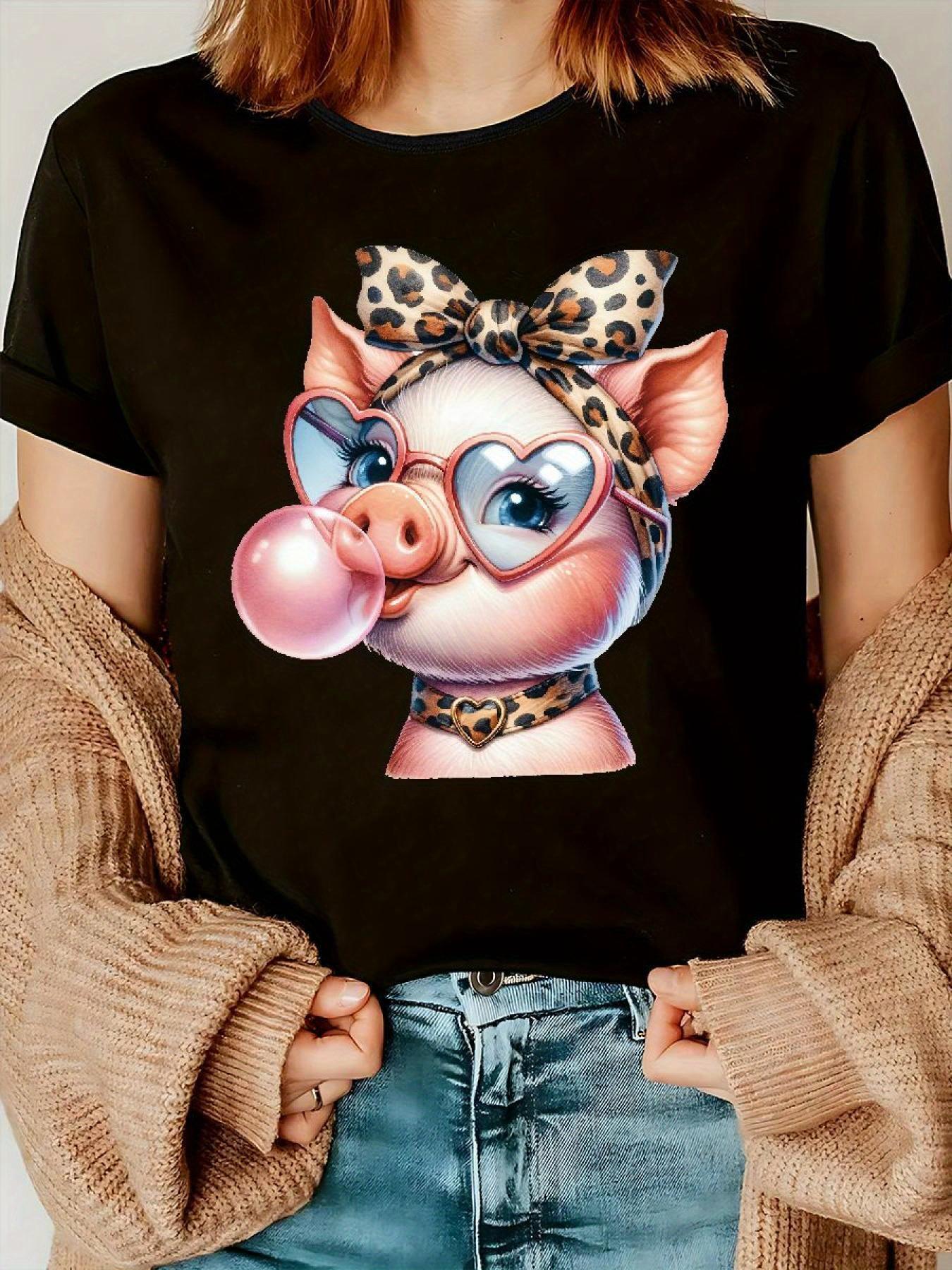 2026 Womens Casual Short Sleeve TShirt Cute Cartoon Pig Round Neck Summer Tops Fashion Clothing Stylish Daily Tops Pattern S
2026 Womens Casual Short Sleeve TShirt Cute Cartoon Pig Round Neck Summer Tops Fashion Clothing Stylish Daily Tops Pattern S