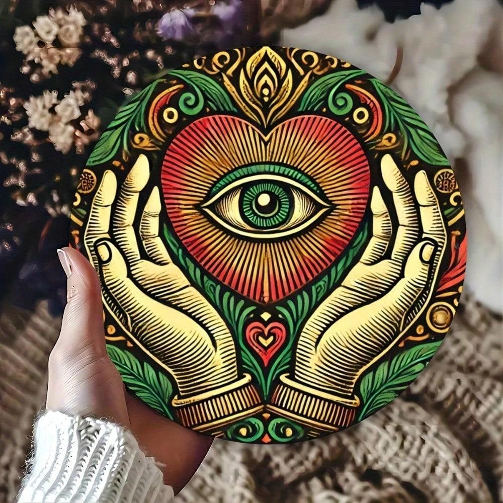 1pc Retro Aluminum Round Wall Sign 7.8x7.8in, Heart Eye Mexican Folk Art Decor for Home Bar Cafe Garden 20x20
1pc Retro Aluminum Round Wall Sign 7.8x7.8in, Heart Eye Mexican Folk Art Decor for Home Bar Cafe Garden 20x20