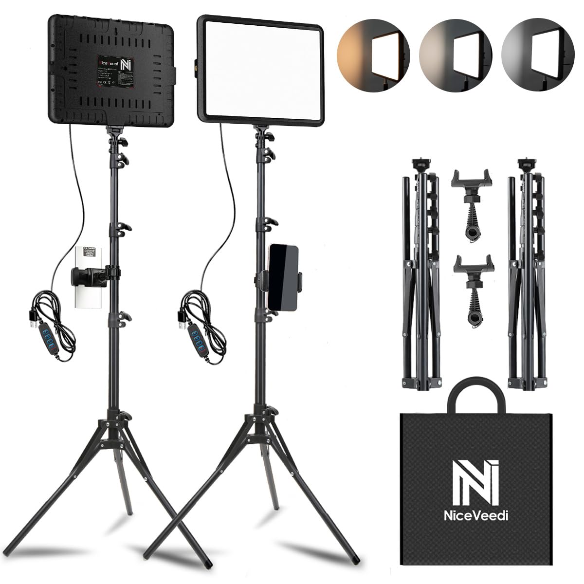 NiceVedi 2 Pack Photography Light LED Video Light Photo Studio Shooting Dimmable Lighting Photography Light Kit with 152cm Adjustable Tripod and
NiceVedi 2 Pack Photography Light LED Video Light Photo Studio Shooting Dimmable Lighting Photography Light Kit with 152cm Adjustable Tripod and