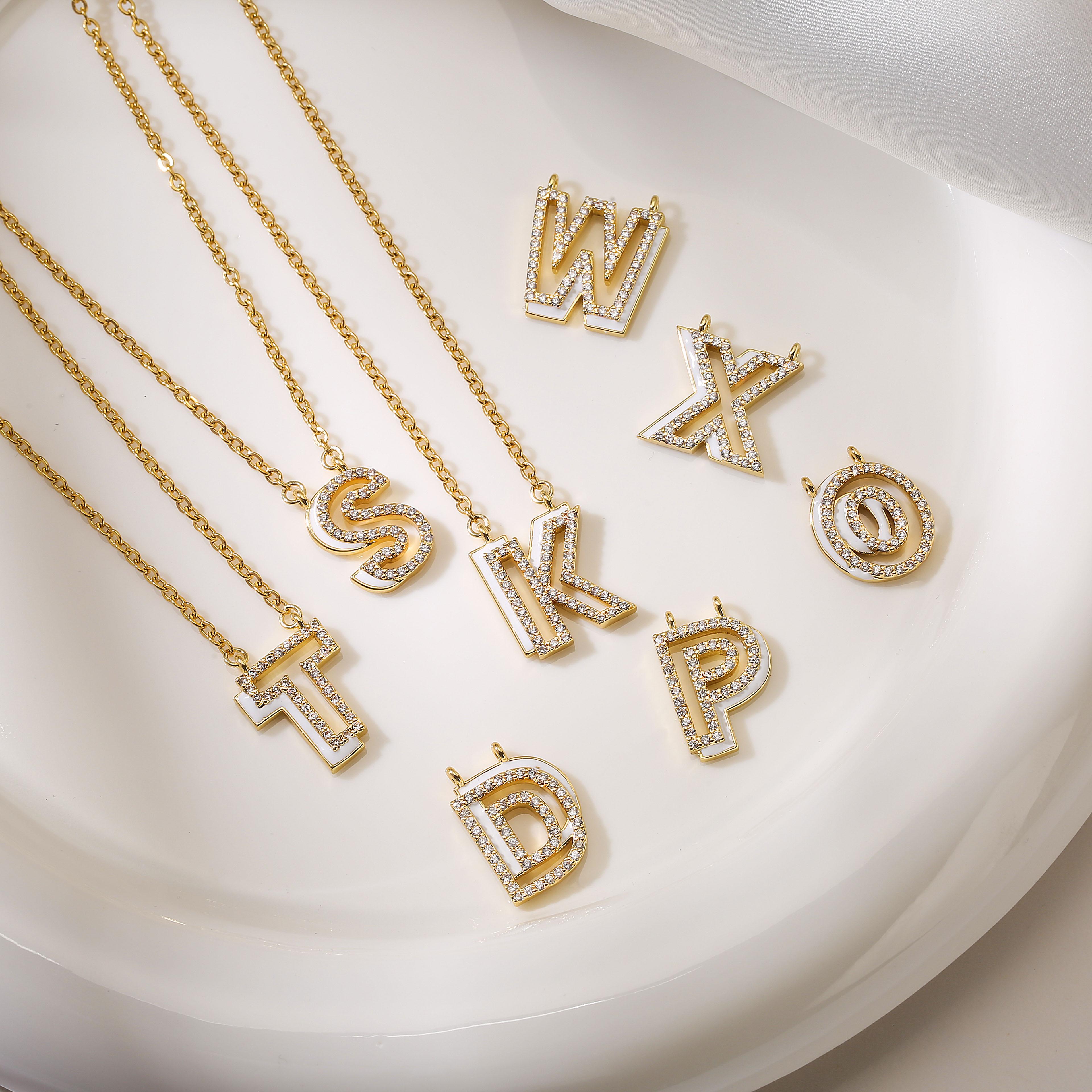 18K Gold Plated Brass Initial Letter CZ Necklace For Women Cubic Zirconia Inlaid Enamel Alphabet Pendant Zircon Gift I&40cm білий
18K Gold Plated Brass Initial Letter CZ Necklace For Women Cubic Zirconia Inlaid Enamel Alphabet Pendant Zircon Gift I&40cm білий