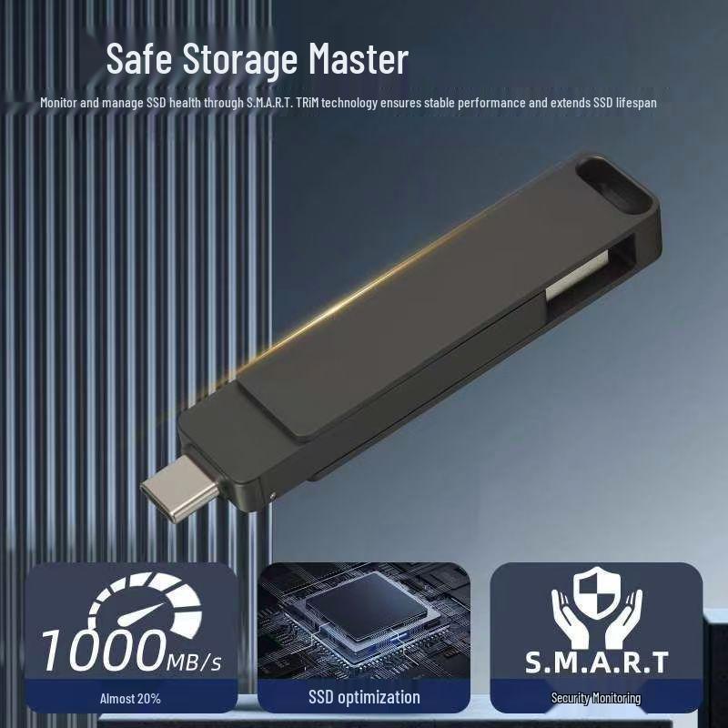Високошвидкісний SSD-накопичувач 1 ТБ з подвійним інтерфейсом USB 3.2 для комп ютера та мобільного телефону 256GB
Високошвидкісний SSD-накопичувач 1 ТБ з подвійним інтерфейсом USB 3.2 для комп ютера та мобільного телефону 256GB
