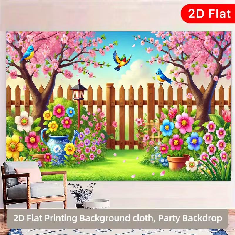2D Spring Garden Backdrop, Cherry Blossom & Colorful Flowers Photography Banner 47.2x31.5inch/120*80cm
2D Spring Garden Backdrop, Cherry Blossom & Colorful Flowers Photography Banner 47.2x31.5inch/120*80cm