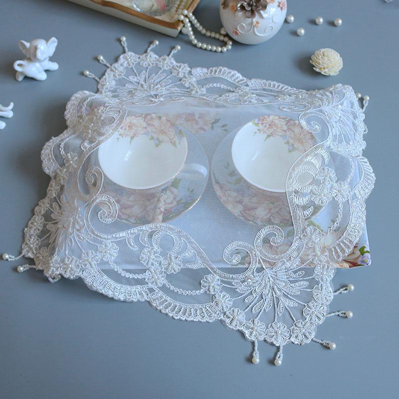 European Square Lace Sequins Embroidered Bead Pendant Premium Placemat Coaster Food Snack Bedroom Balcony Coffee Party Dining Table Pad 38x38cm
European Square Lace Sequins Embroidered Bead Pendant Premium Placemat Coaster Food Snack Bedroom Balcony Coffee Party Dining Table Pad 38x38cm