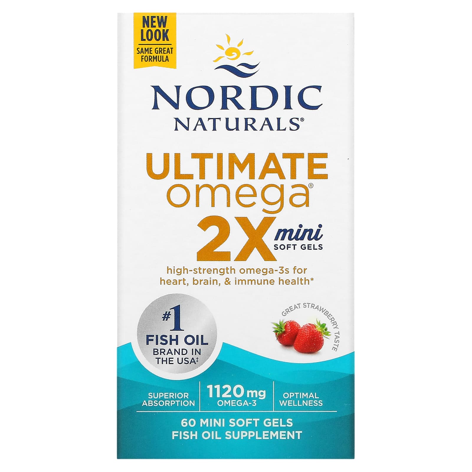 Nordic Naturals, Ultimate Omega 2X, Полуничний смак, 1120 мг, 60 міні-м яких капсул (560 мг на капсулу)
Nordic Naturals, Ultimate Omega 2X, Полуничний смак, 1120 мг, 60 міні-м яких капсул (560 мг на капсулу)