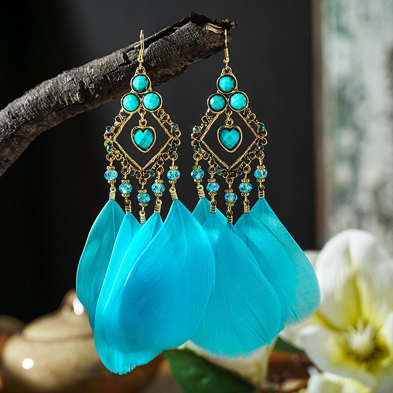 Ethnic Bohemian Big Feather Drop Earrings For Women Vintage Statement Big Geometric Beads Crystal Boho Dangle Zircon Earrings синій
Ethnic Bohemian Big Feather Drop Earrings For Women Vintage Statement Big Geometric Beads Crystal Boho Dangle Zircon Earrings синій