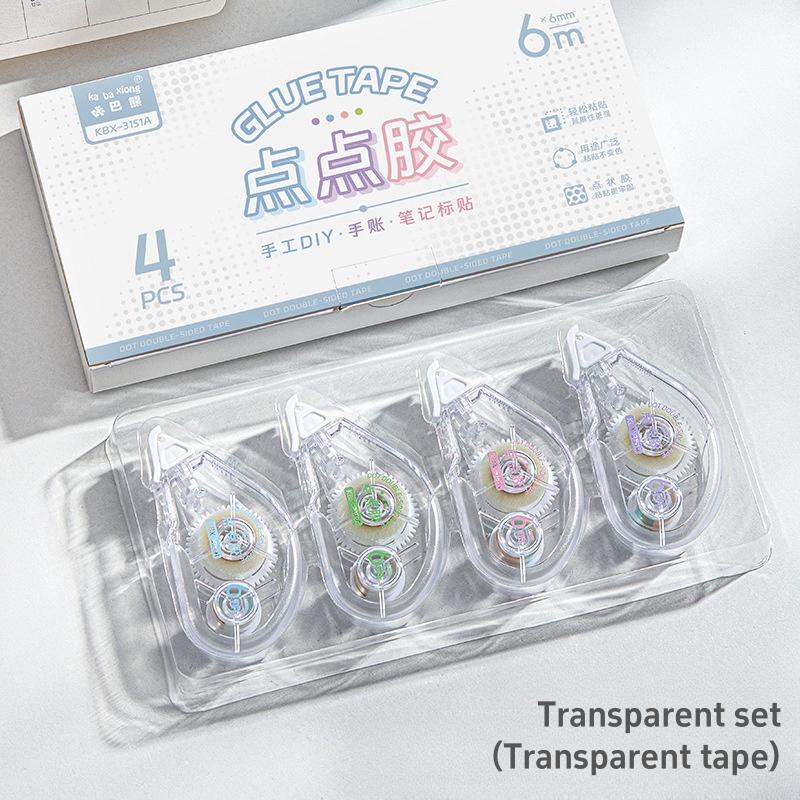 4 шт. клейкая лента с точками в виде мультяшного дизайна, мини-портативная, безопасная для использования, двухсторонняя клейкая лента для альбома, дневника, школы
4 шт. клейкая лента с точками в виде мультяшного дизайна, мини-портативная, безопасная для использования, двухсторонняя клейкая лента для альбома, дневника, школы