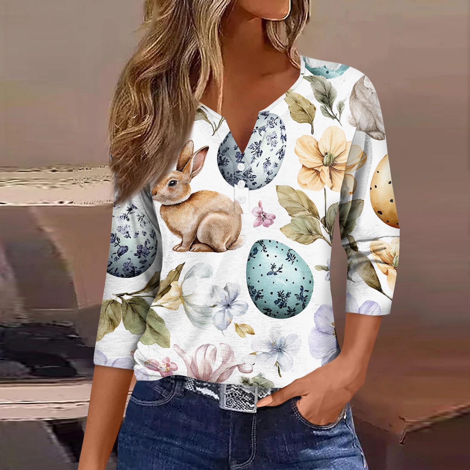 Women s Fashion Casual Easter Printed V-neck Short Sleeve Decorative Button Seven Sleeve T-shirt Top XL білий
Women s Fashion Casual Easter Printed V-neck Short Sleeve Decorative Button Seven Sleeve T-shirt Top XL білий