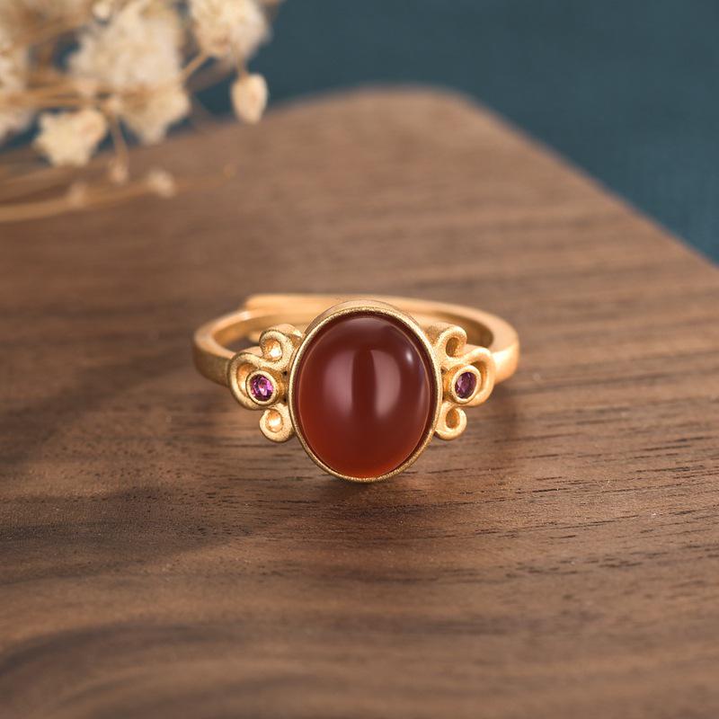 Antique Gold Inlaid Red Agate Open Ring – Versatile Ladies Design Adjustable Open Size
Antique Gold Inlaid Red Agate Open Ring – Versatile Ladies Design Adjustable Open Size