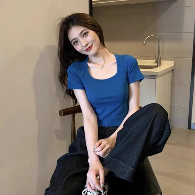 Solid Color Right Shoulder Women s Square Neck Short Sleeve Crop Top Slim Fit Knit T-Shirt S синій
Solid Color Right Shoulder Women s Square Neck Short Sleeve Crop Top Slim Fit Knit T-Shirt S синій