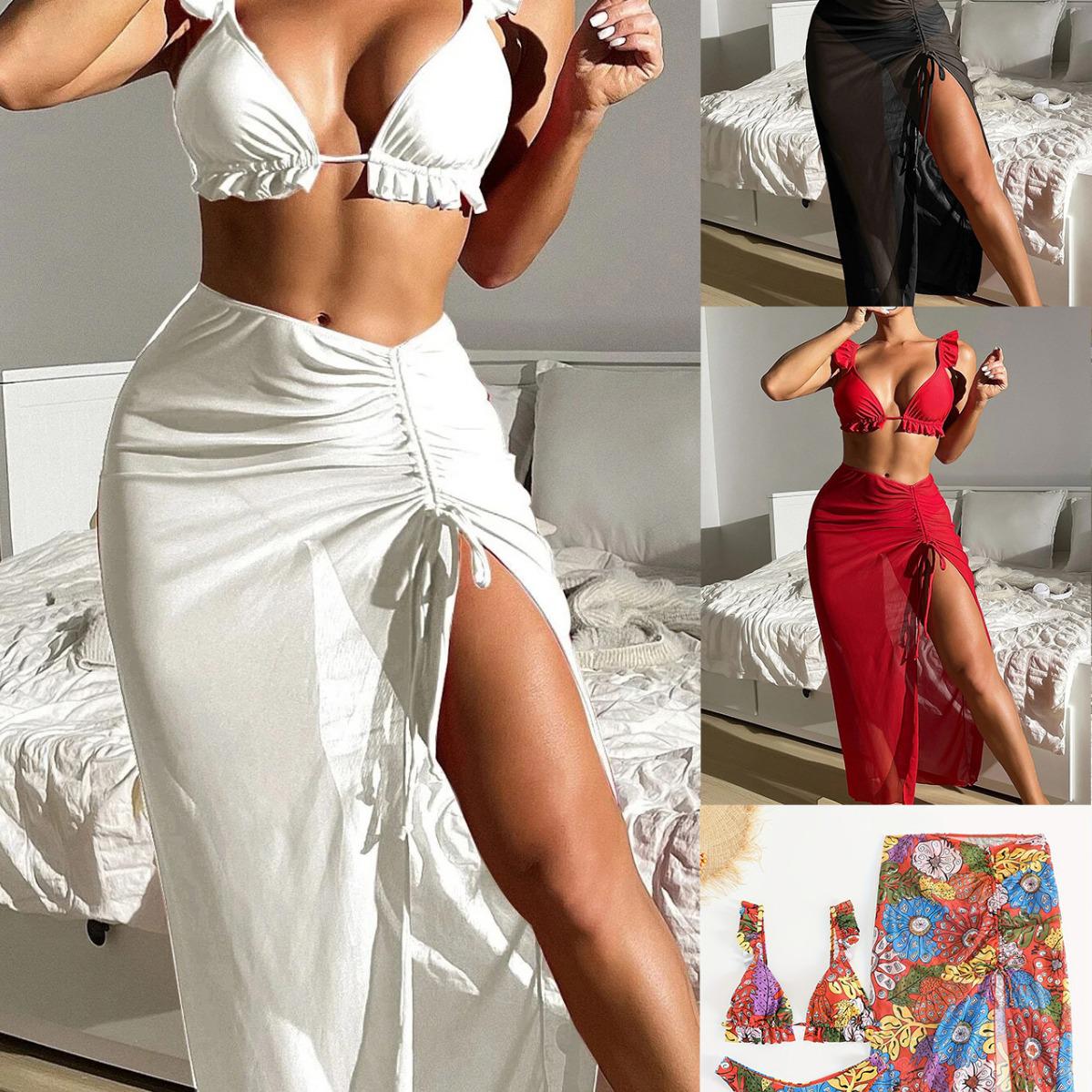 European & American Ruffle Bikini Three-Piece Set with Sunscreen Beach Pants L квітковий
European & American Ruffle Bikini Three-Piece Set with Sunscreen Beach Pants L квітковий