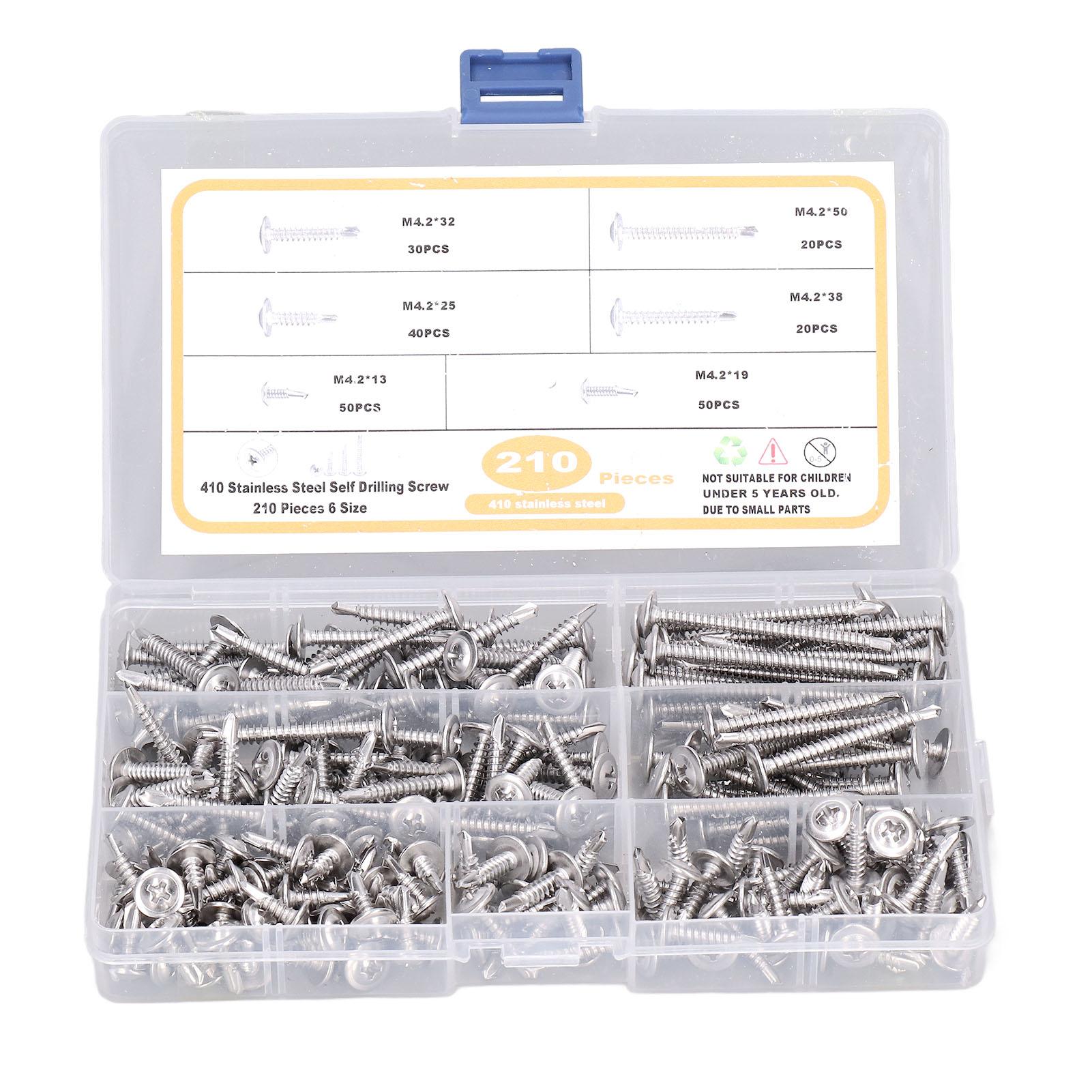 210pcs Stainless Steel Round Head Self Drilling Screws with Transparent Storage Case
210pcs Stainless Steel Round Head Self Drilling Screws with Transparent Storage Case