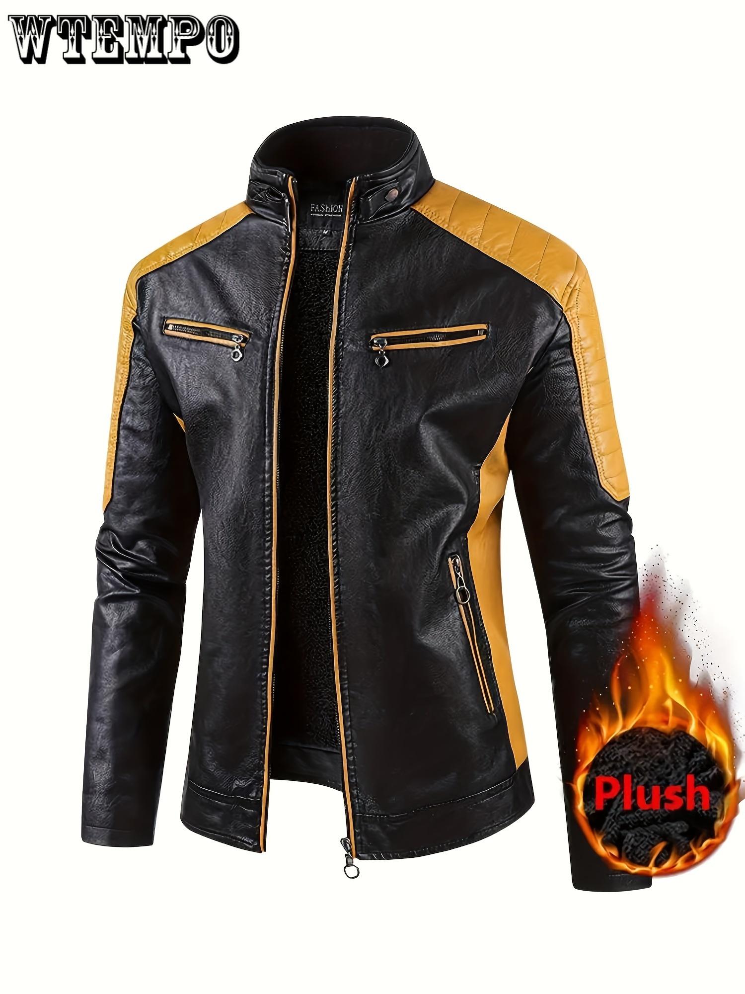 Чоловіча байкерська куртка зі штучної шкіри на флісовій підкладці - водонепроникна, вітронепроникна, з коміром-стійкою, повсякденний дизайн у кольорових блоках, застібка-блискавка XXXXXL жовтий
Чоловіча байкерська куртка зі штучної шкіри на флісовій підкладці - водонепроникна, вітронепроникна, з коміром-стійкою, повсякденний дизайн у кольорових блоках, застібка-блискавка XXXXXL жовтий